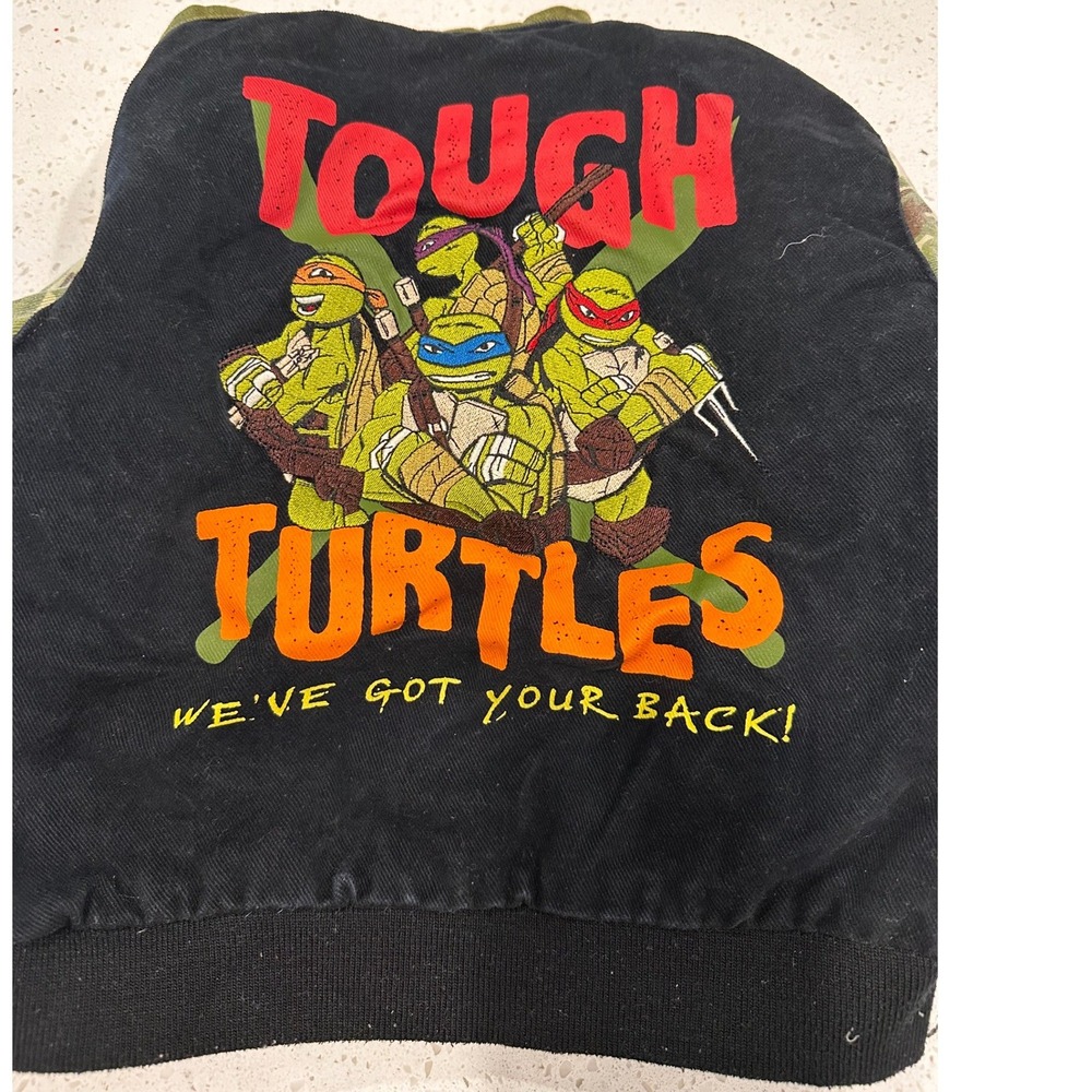 Nickelodeon TMNT Ninja Turtles Kids Varsity Jacket Camo Corduroy Black Green 4T